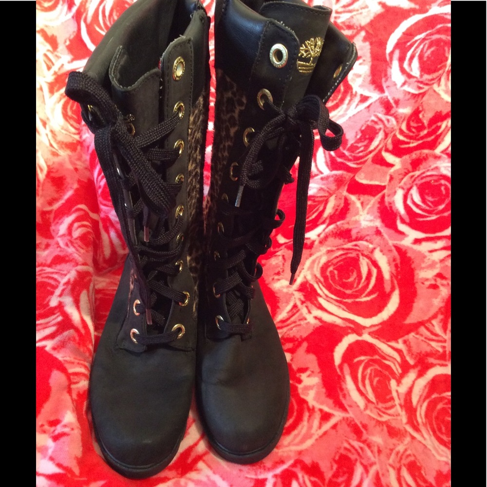 Timberland leopard knee high boots